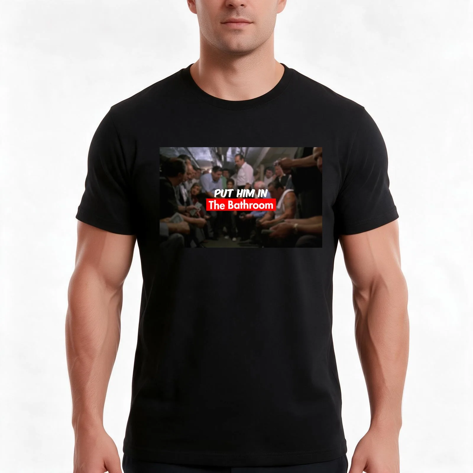 put him in the bathroom T-Shirt, Summer Casual Cotton Tee, Oversized Streetwear Tops, Vintage Graphic Print, Unisex Men Women