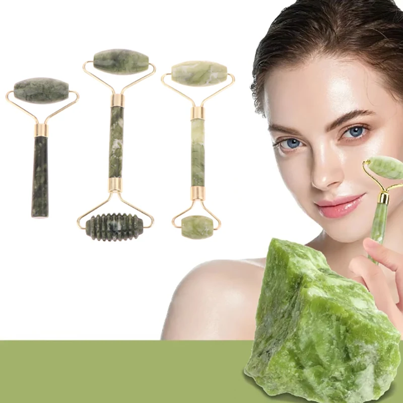 1Pc/3Pcs Guasha Natural Stone Massage Face Jade Roller Gua Sha Massage Tool Set For SPA Body Facial Massage