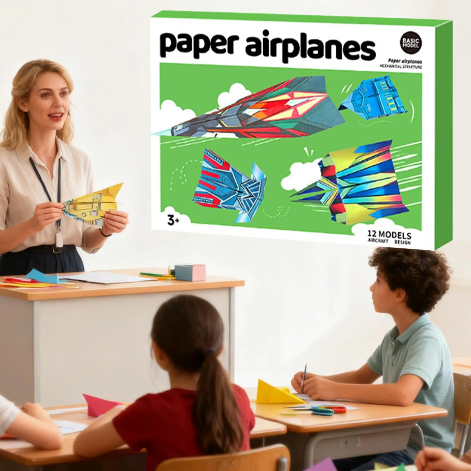 Aviões de papel livro brinquedos coloridos com instruções dobrável papel arte artesanato atividades para crianças meninos meninas adultos sala de aula