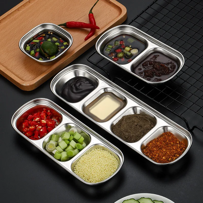 

304 Stainless Steel Sauce Seasoning Dish Vinegar Salad Snack Plate Dipping Bowl BBQ Spice Ketchup Condiment Tray Tableware