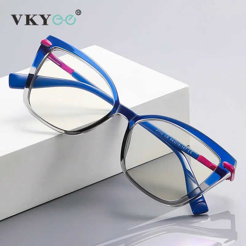 

VICKY Two-color Patchwork Women Myopia Prescription Glasses Hyperopia Reading Anti Blue Light Optical Eyeglasses Frame PFD2112