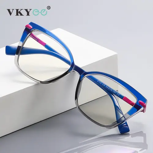 Imagen 1 del producto Vicky-gafas graduadas para miopía para mujer, anteojos de lectura con retales de dos colores, lentes ópticas Anti luz azul, montura PFD2112