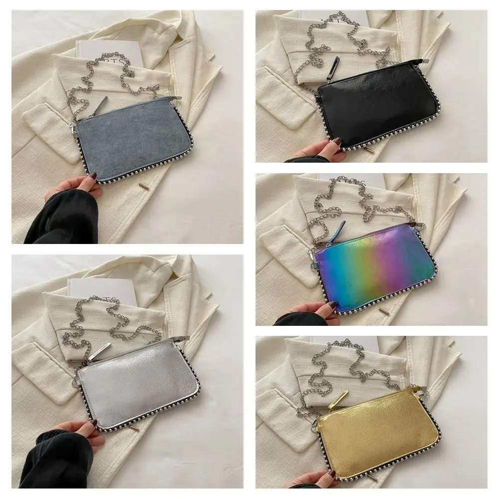 العصرية بو الجلود تحت الإبط حمل حقيبة الكورية نمط مربع خمر حقيبة كتف برشام ملون حقيبة يد فاخرة التسوق #5