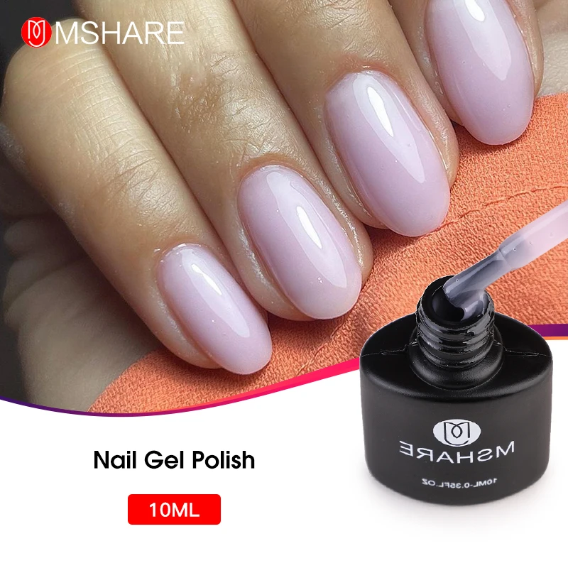 MSHARE Milky White  Nail Polish Jelly Semi-Permanent Varnish Hybrid Enamel Nude UV Led Lamp Nails Art 10ml