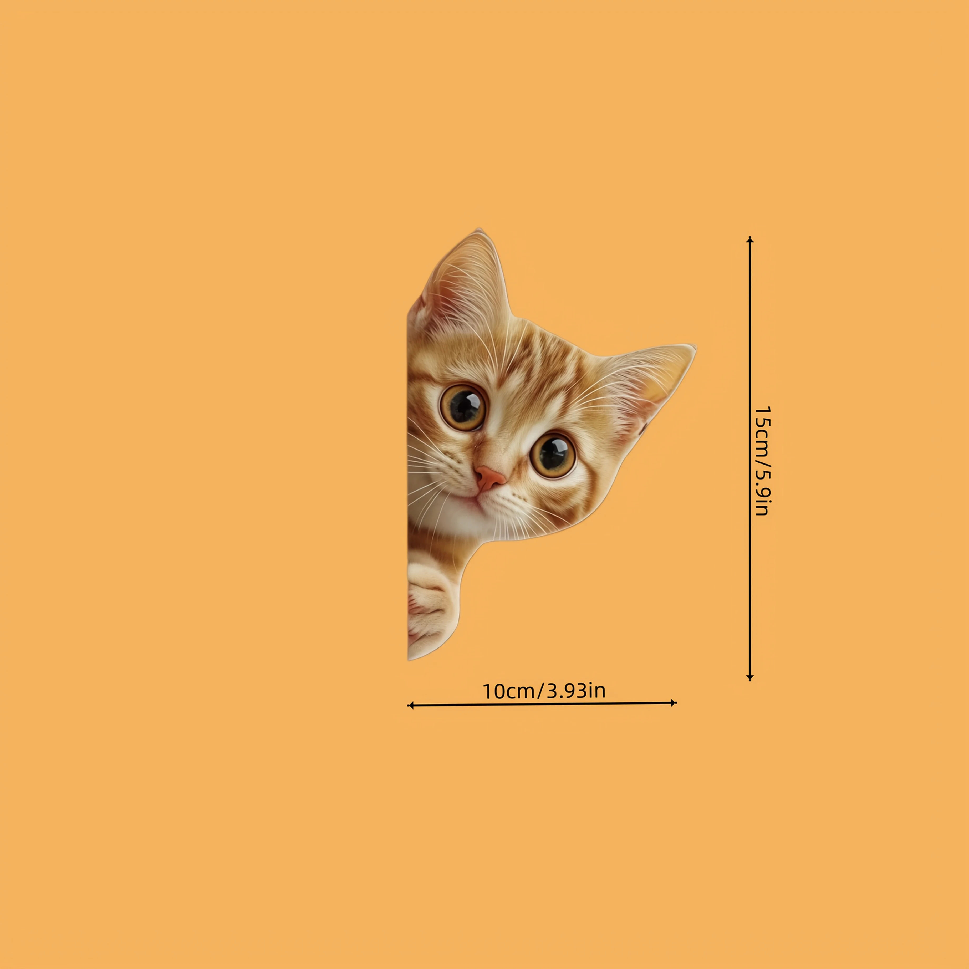 Orange Peeping Cat Stickers, 2D Flat Funny Kitten Decals, Waterproof Removable Self-Adhesive for Vehicle Laptop Daily Decor