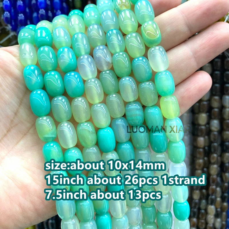 Natural Stone 10x14mm Drum Coffee Agate Cylinderly Loose Spacer Beads for Jewelry Making Diy Bracelet Charms Accessories 15''