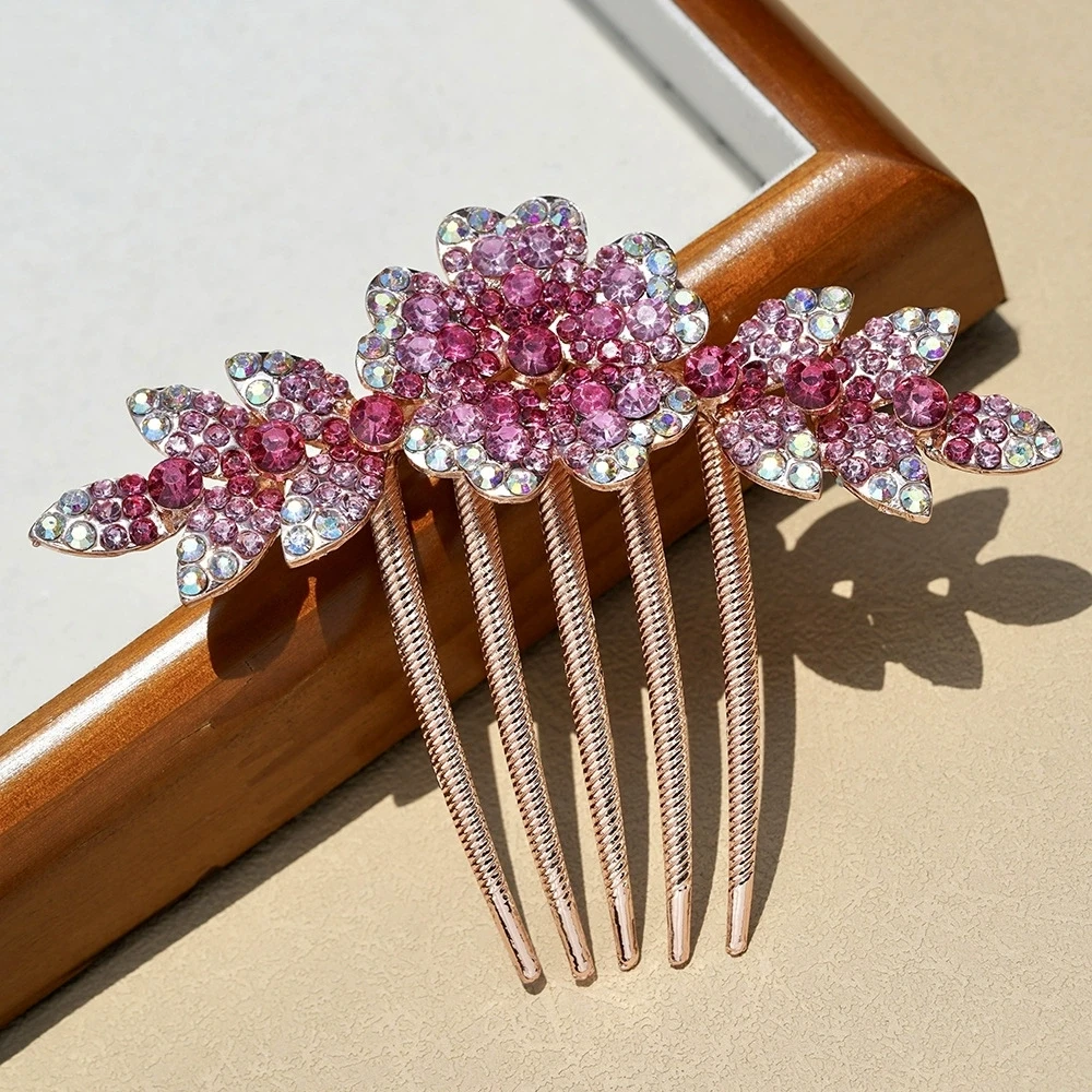 

Цветочная расческа для волос с длинными волосами, заколка для волос со стразами, женская заколка для волос, свадебный аксессуар для волос, свадебный головной убор для девочек
