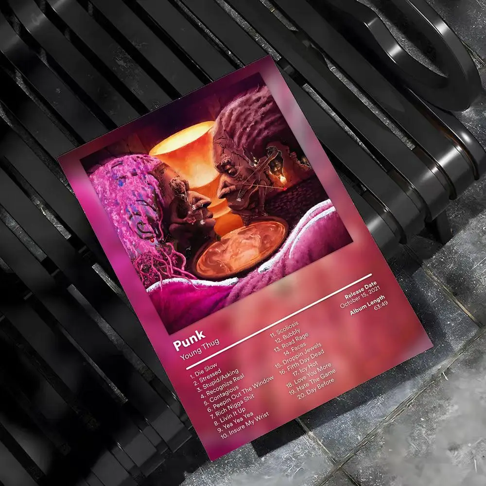Y-Young Thug Rapper Sänger Poster für Zuhause, Wohnzimmer, Schlafzimmer, Bar, Flur, selbstklebende Wandkunst, Druck, wasserfest, ästhetische Dekoration – Detail 5