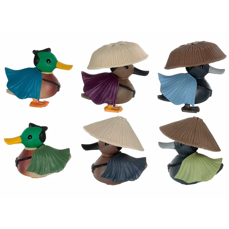 TARLIN Kawaii Cute Original Japan Gashapon Figure Anime Cloak Bamboo Hat Stray Duck Figurine Capsule Toy