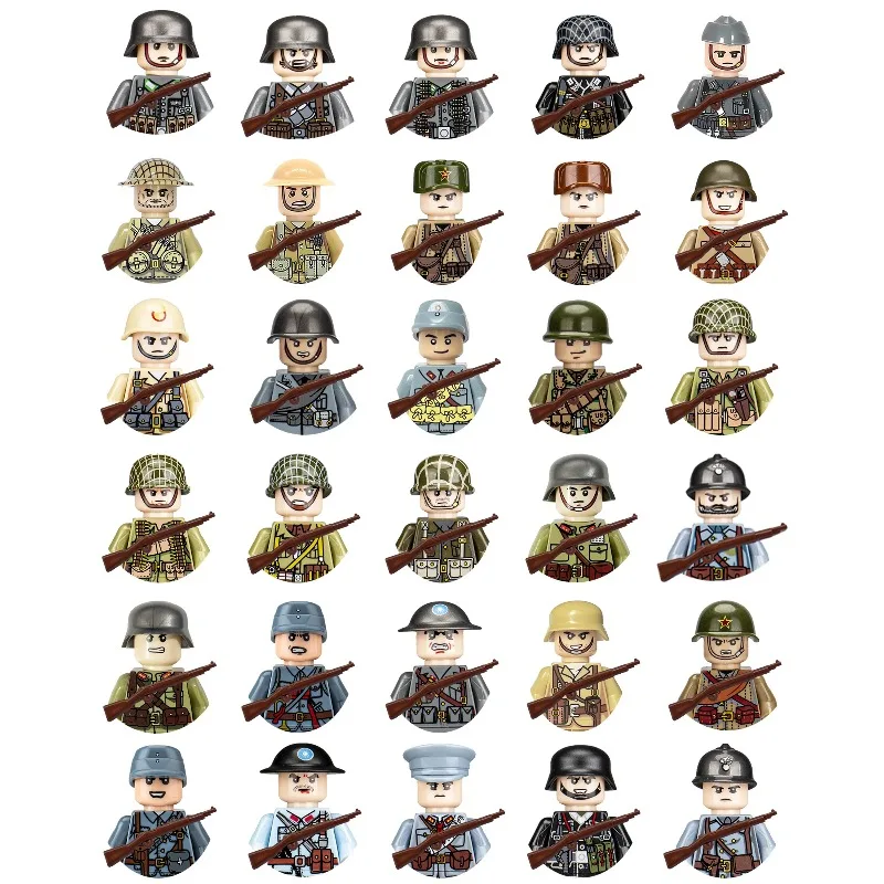 The Soviet Union, Britain, China, French, Polish and Canadian soldiers' building blocks and dolls and toys are 24 pieces/batch.