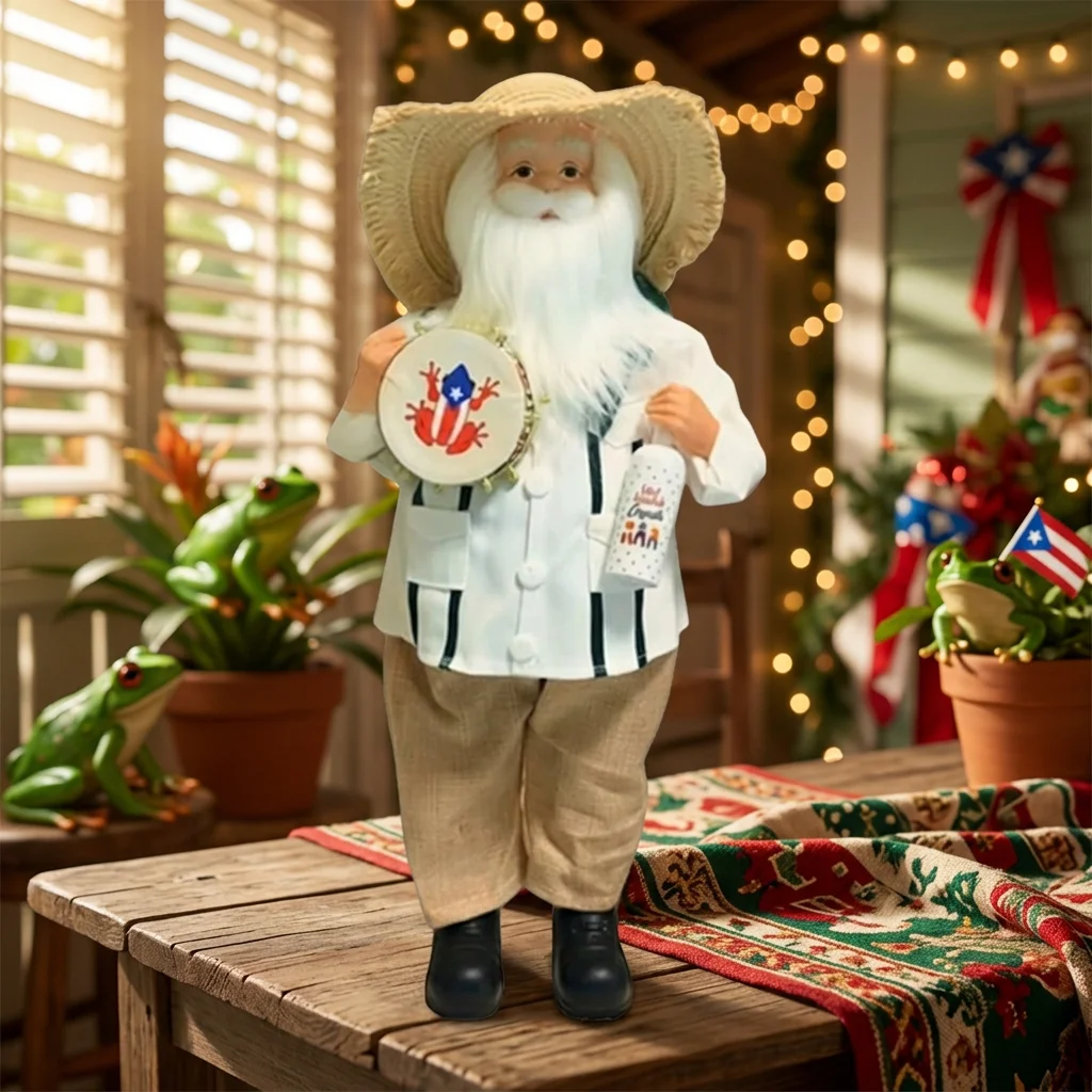 Collectors Santa Claus Figurine Puerto Rican Style Christmas Ornament for Home Party Gift Detailed 24cm Holiday Decoration