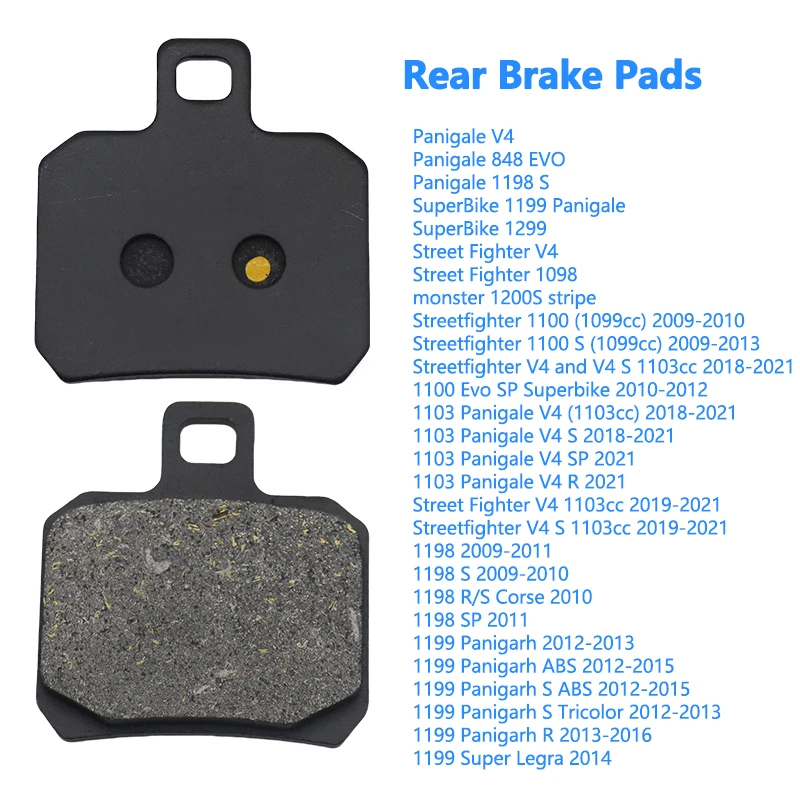 Motorcycle Rear Brake Pads For Ducati Streetfighter 1100S V4S 1100 Evo SP 1103 Panigale V4 1198 1199 Superleggera Monster 1200S