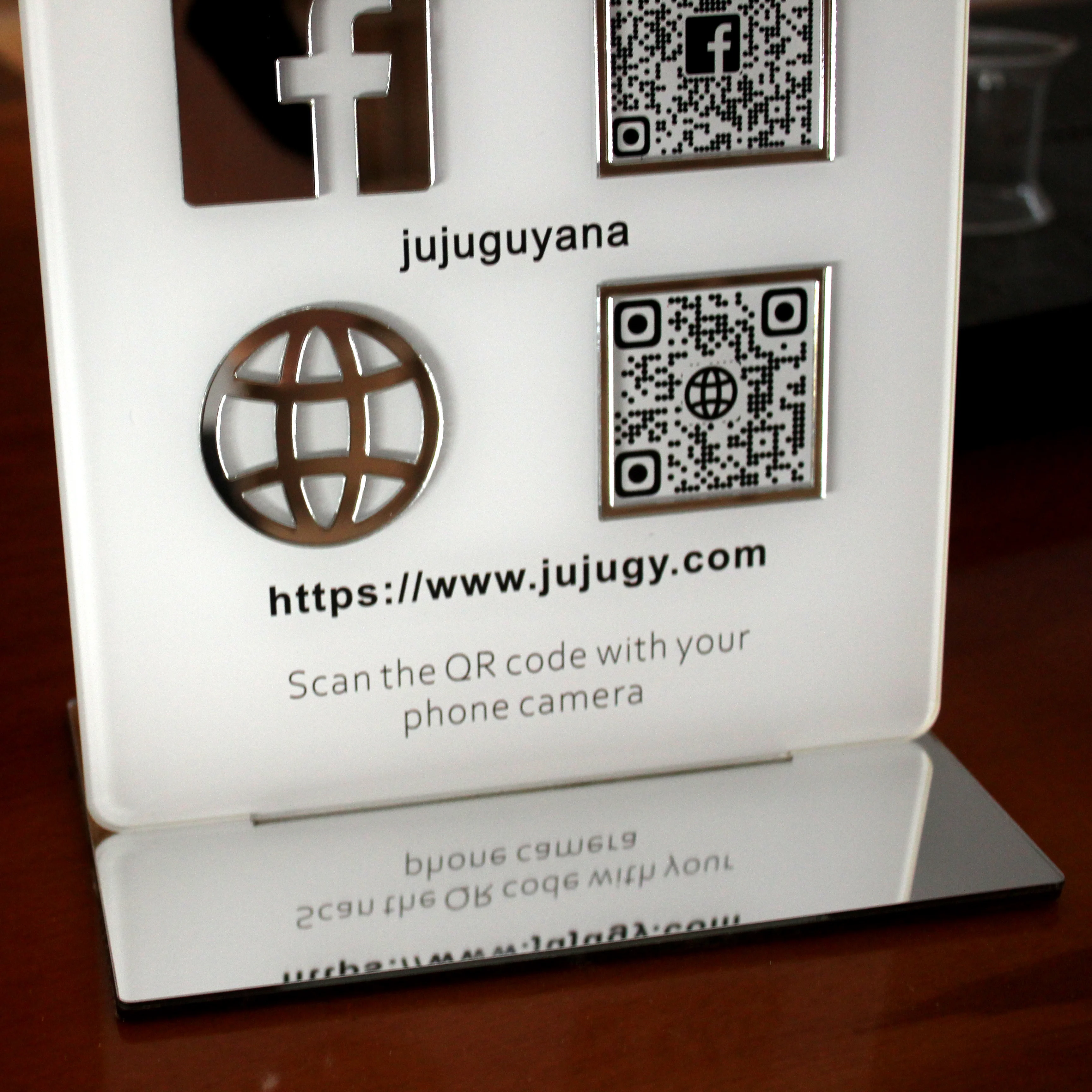 Customize Social Acrylic QR Code Instagram Website Facebook Transparency Billboard Hairdressers Beautician Business Plate