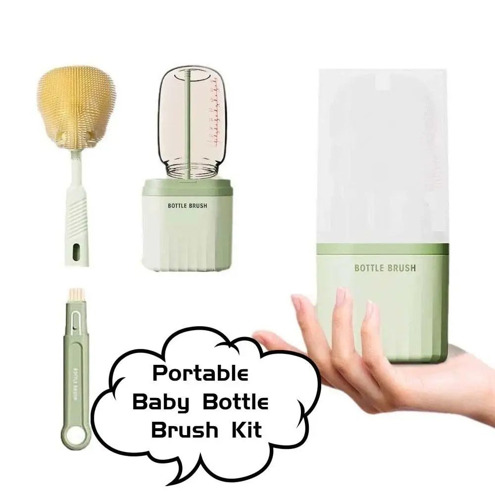 

Multi-functional Bottle Cleaning Brush Set Anti-lost ABS Baby Nipple Brush Kit Drain Rods Storage Box Glass Cup Washing Tool