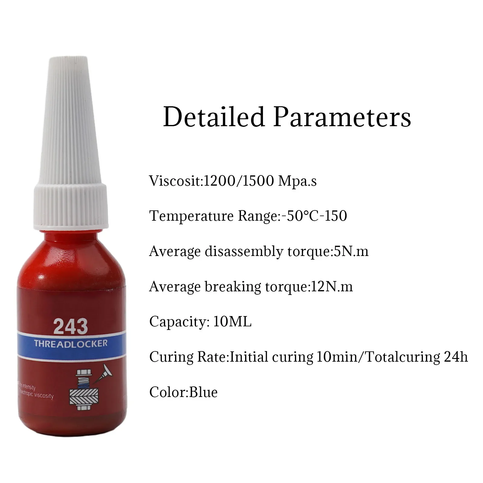 10ml Colla per Bloccaggio Filettatura Agente Bloccaggio Vite 243 RETAINER Metalli Rugosi Colla Per Metalli Strumenti Per La Casa Hardware