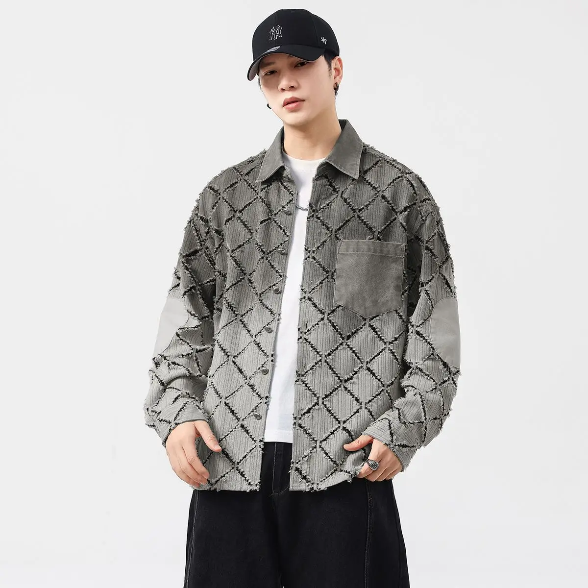 Quality Work Shirt for Men, Gradient Color, Loose Casual Jacket