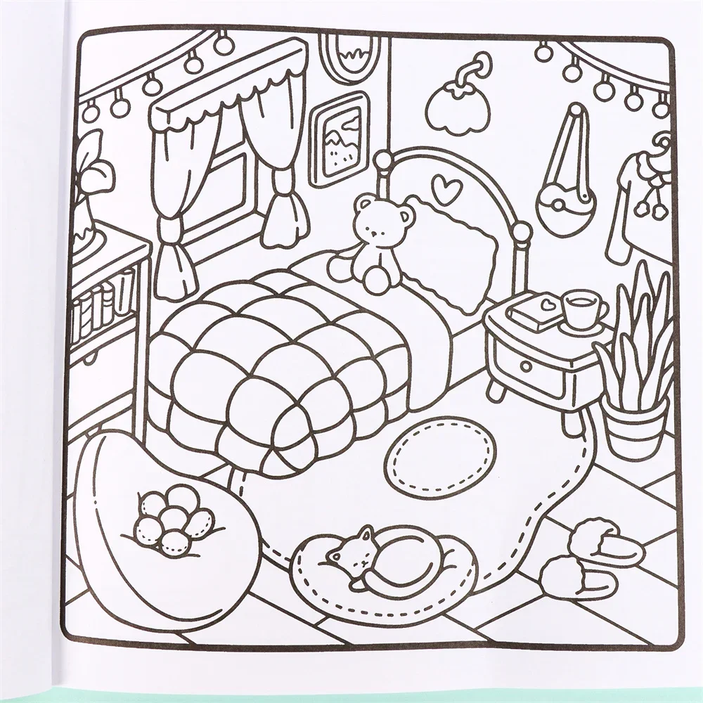 ** كتاب تلوين مريح لطيف للزاوية الصغيرة للبالغين والمراهقين يتميز بمخلوقات رائعة في لحظات مريحة للاسترخاء #4