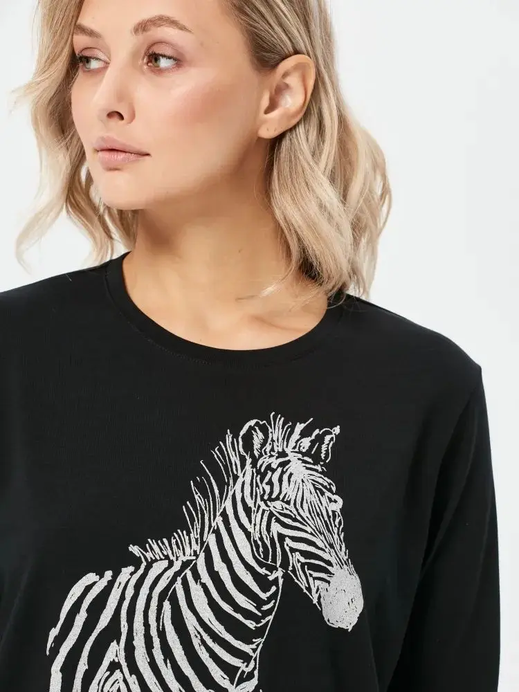 قمصان قطنية نقية طويلة الأكمام متعة زيبرا مطبوعة سوداء رقيقة بلوزات النساء الشارع الشهير تصميم القمم العصرية الخريف المرأة أنيقة #6