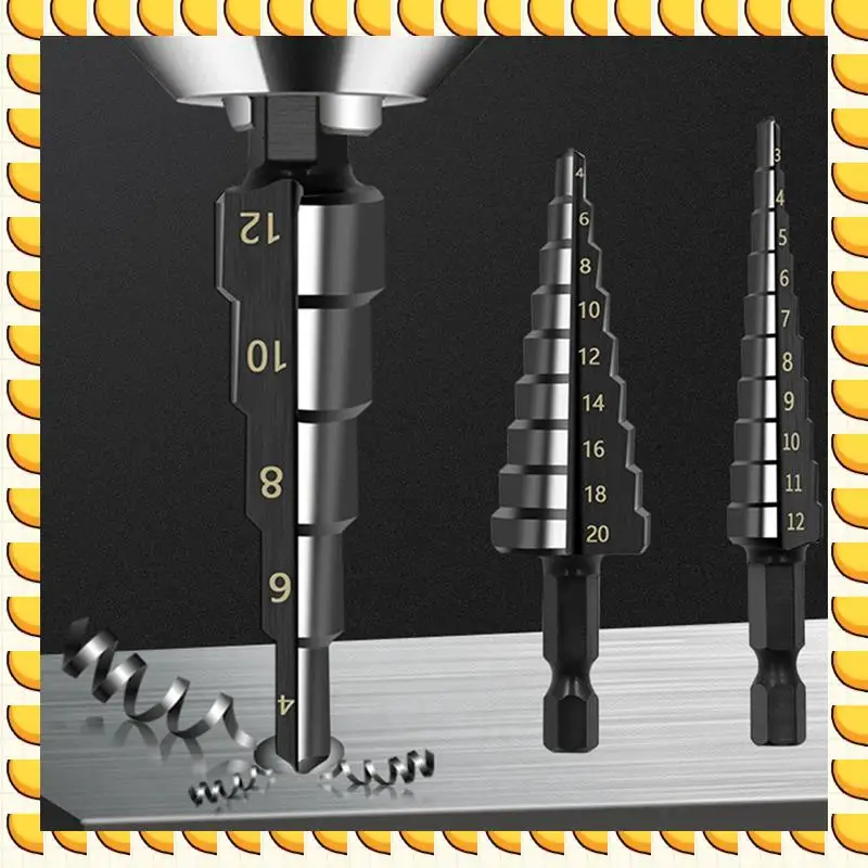 

BAAU 8 шт. 3-12 4-12 4-20 мм HSS ступенчатое сверло с прямой канавкой, нитрид, спиральное сверло по дереву, металлу, резак для отверстий, инструменты для колонкового сверления