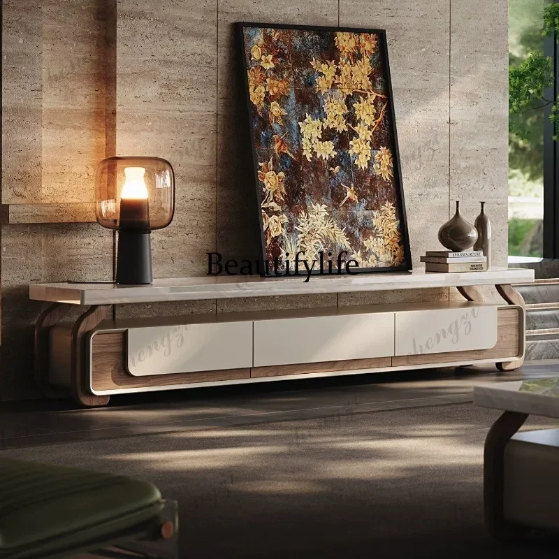 A139 Italian light luxury marble TV cabinet floor-to-ceiling high-end living room home large-capacity locker