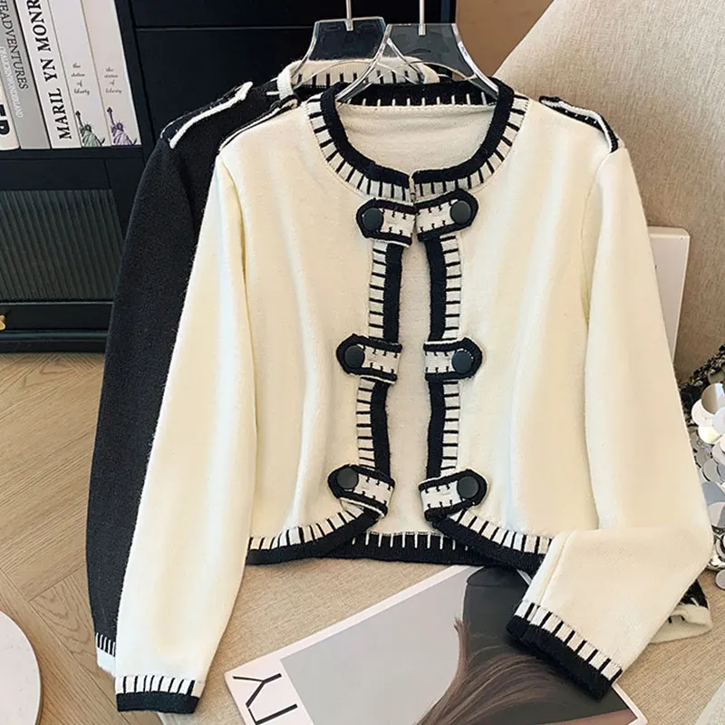 

Autumn Long Sleeve Fashion Women Cardigans Sweater Knitted Coat Short Casual Single Breasted Korean Slim Chic Ladies Tops cloth