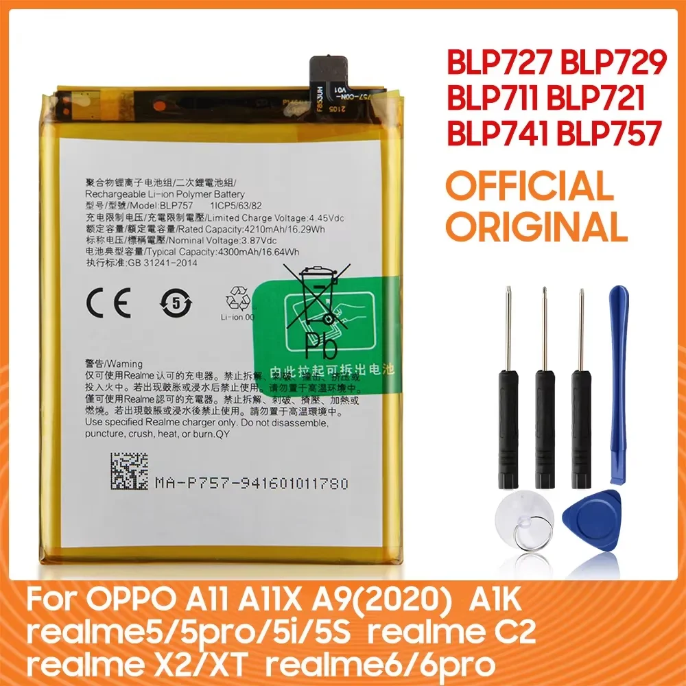 BLP711 BLP741 BLP757 BLP721 BLP729 BLP727 Replacement Phone Battery For Oppo Realme A1K A11 A11X A9C2 X2 XT 5 6 pro/5i/5S