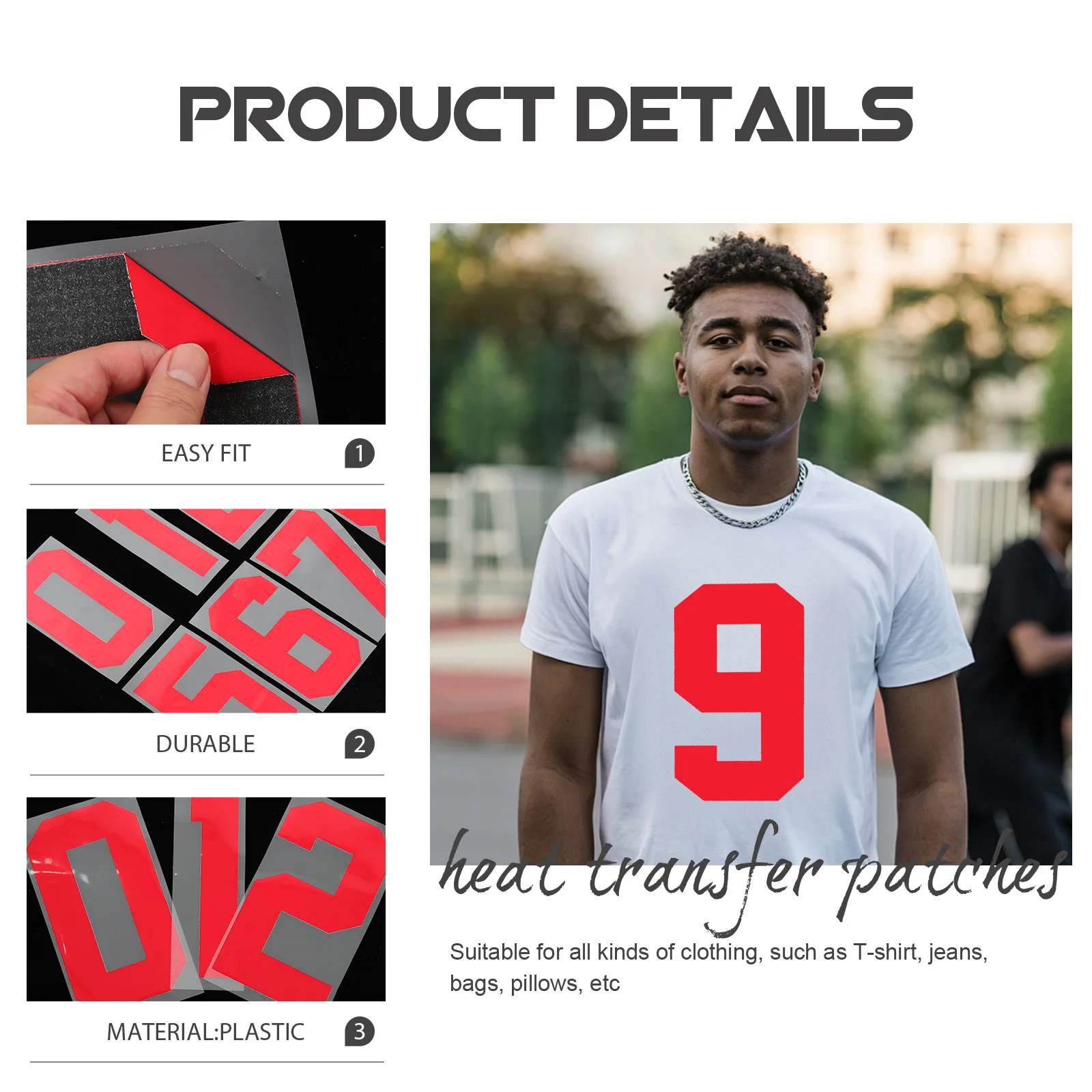 

20Pcs Transfer Decal DIY Iron on Stickers for Fabric Heat Transfer Numbers Pattern Apparel Bag Pillow Home Sewing Craft Projects