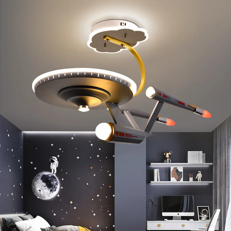 Imagem -03 - Criativo Star Trek Spaceship Model Lights Luzes de Teto para Crianças Quarto Luzes para Meninos