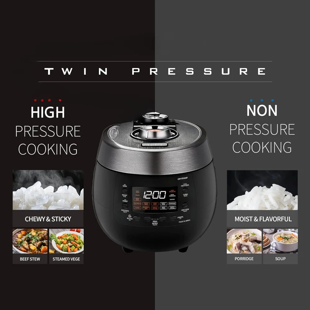 Rice Cookers With Nonstick Inner Pot, 6-Cup (Uncooked) Twin Pressure Rice Cooker, 14 Menu and 3 Voice Guide, Rice Cookers