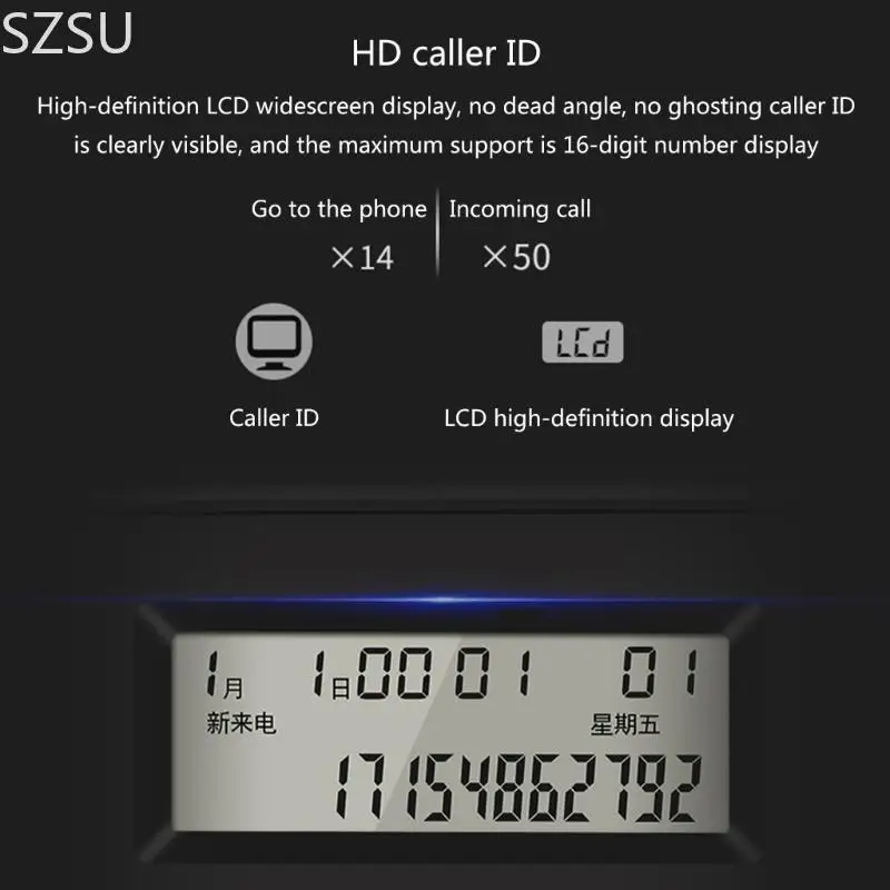 SZSU โทรศัพท์โทรศัพท์พื้นฐาน Caller โทรศัพท์โต๊ะแสดงหมายเลขเก็บโทรศัพท์