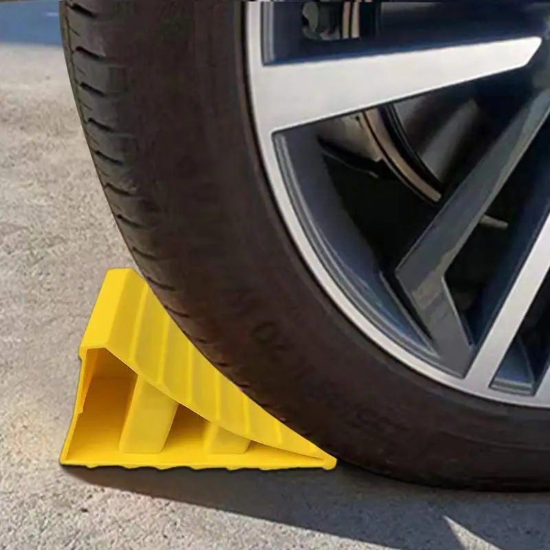 New Wheel Ramp Skid Stop Yellow Wheel Chocks Stop Slider Block for Car Travel Trailer RV Accessories For RVs Trailers Trucks