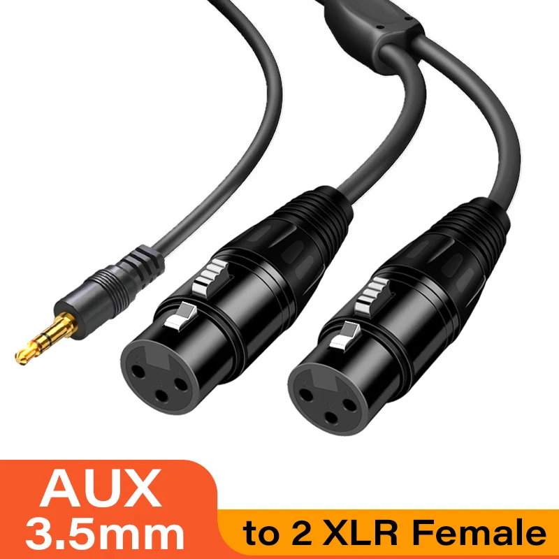 3.5mm AUX Cable to 2 XLR Male Balanced Analog Audio Cable for Microphone 3.5mm AUX XLR Female PC Laptop Phone Speaker Amplifier