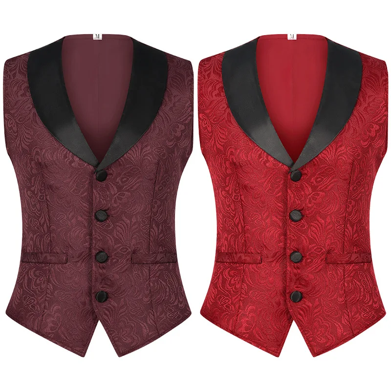 

Мужской сложенный костюм на Хэллоуин, жилет, средневековый стиль, панк, Виктория, топ, одинаковые длинные брюки для сцены, атласная ткань, всесезонная одежда