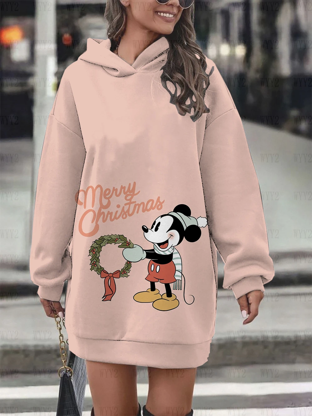 Disney Christmas Mickey Mouse Minnie Hoodie Dress Fashion Disney Sweatshirt Sweatshirt Dress Allover Printed Hoodie for Women