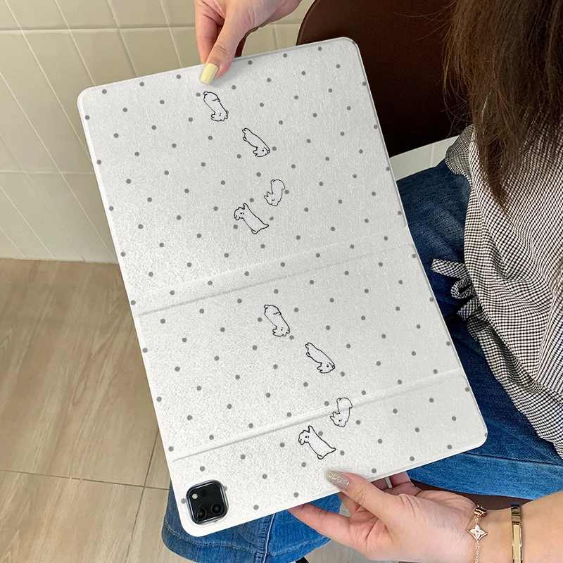 Rabbit Polka Dots New Tablet Case For iPad 10 11th Pro 11 12.9in 13in M4 9.7 10.2 5/6th 7/8/9th Air 4 5 MINI 6 7 Trifold Case