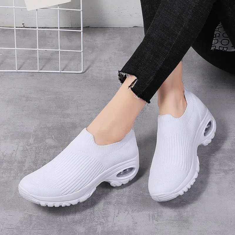 Casual women's shoes new-style thick-soled running shoes women's comfortable mesh breathable lazy shoes