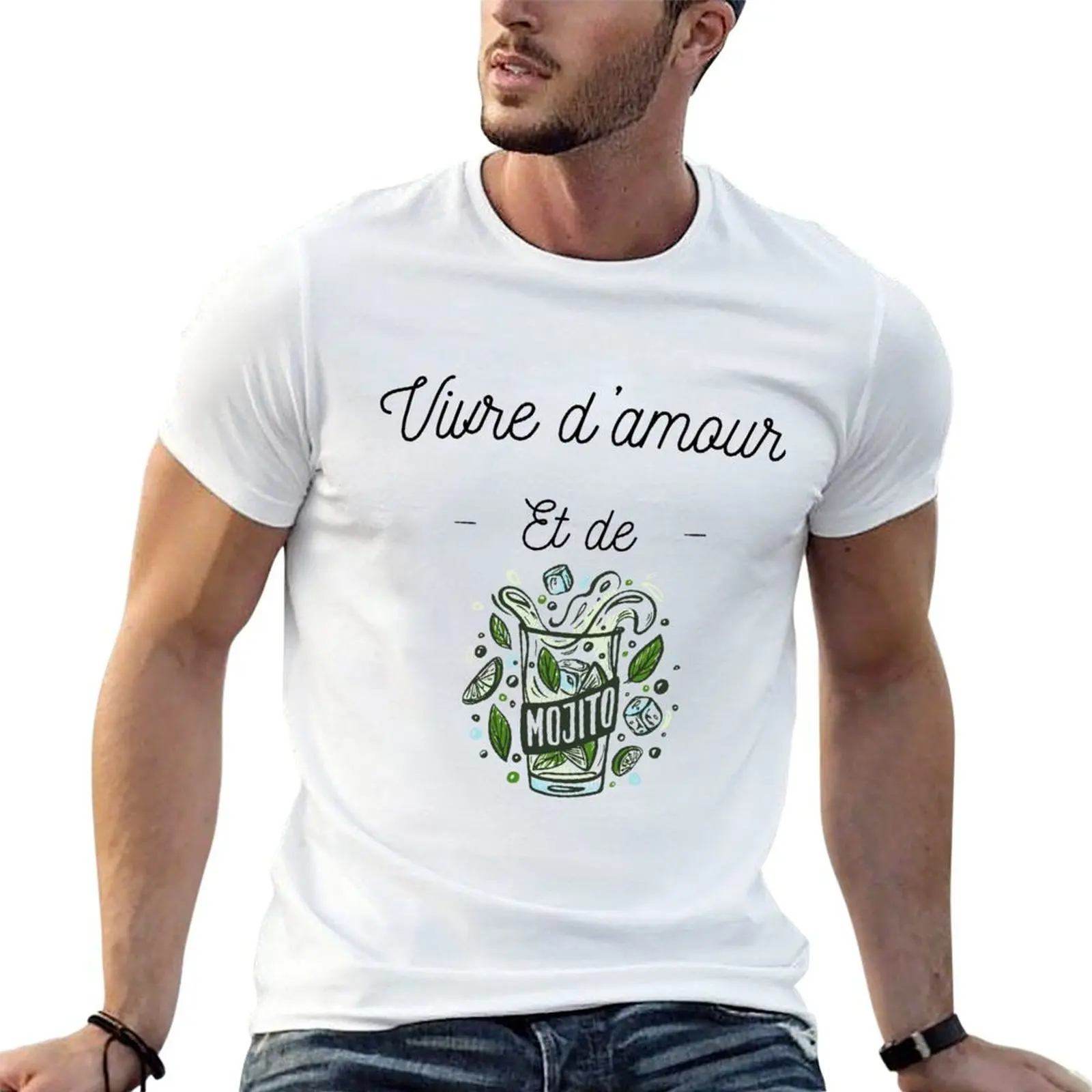 Live on love and mojito T-Shirt clothes animal prinfor boys men clothings