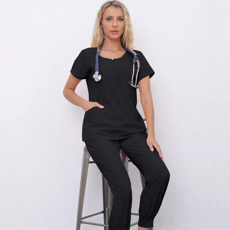 Multicolor Scrubs Uniform Short Sleeve Tops+Pants Nursing Uniform Women Pet Shop Doctor Scrub Medical Surgery Workwear Scrub Set