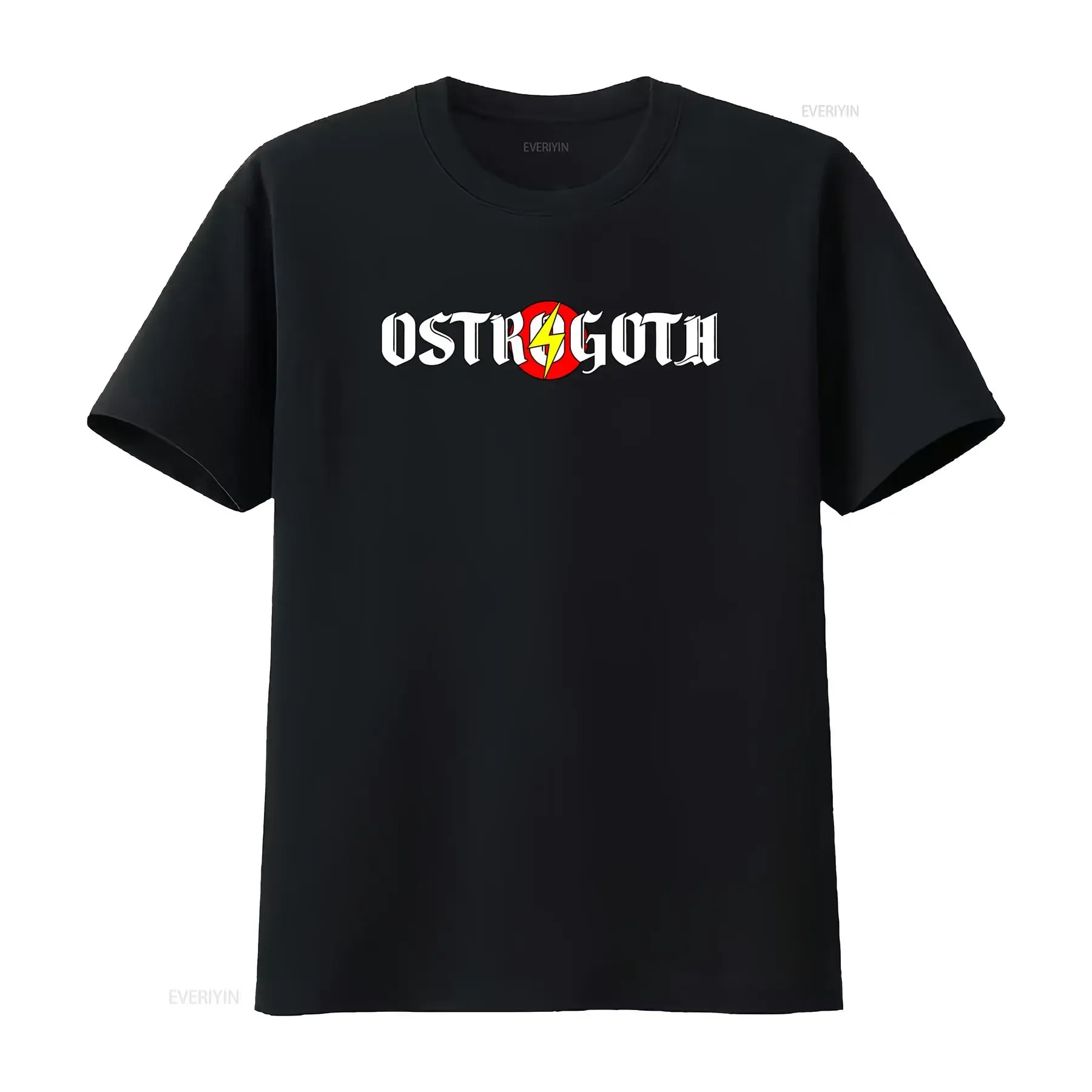 OSTROGOTH T SHIRT All Sizes S M L XL XXL in Black and White with Bold Lightning Design vintage Washed Versatile Unisex homme