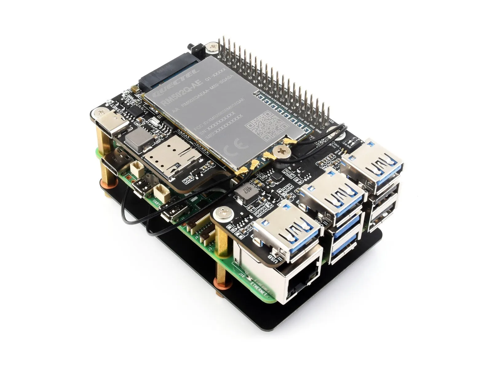 For  PCIe to M.2 4G/5G And USB 3.2 HAT for Raspberry Pi 5 Compatible SIMCom