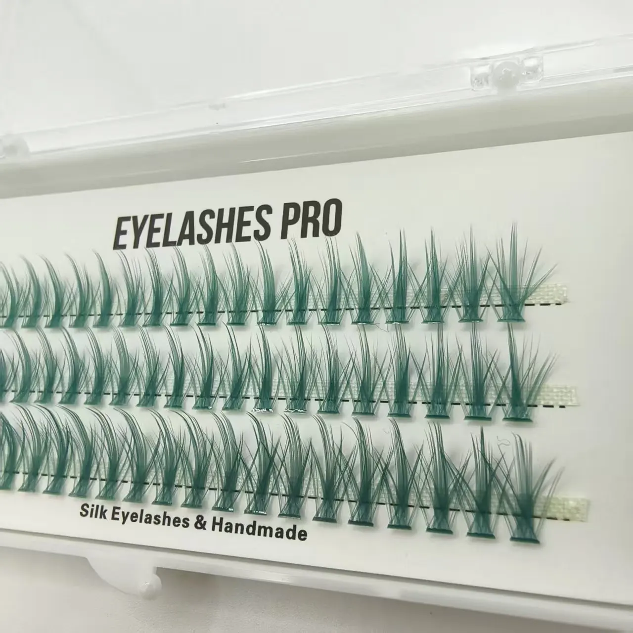 Green MU003 DIY Hand Made Eyelash Extension Segmented Flase Lashes  Lash Bundles Soft Ribbon Strip Eyelashes Makeup Lashes NEW