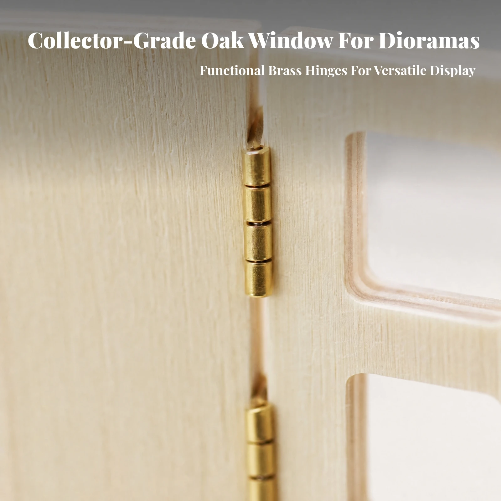 Dollhouse Accessory Natural Wood Finish Miniature Wooden Window Mini House Ornament for BJD Collectors, Tabletop Dioramas