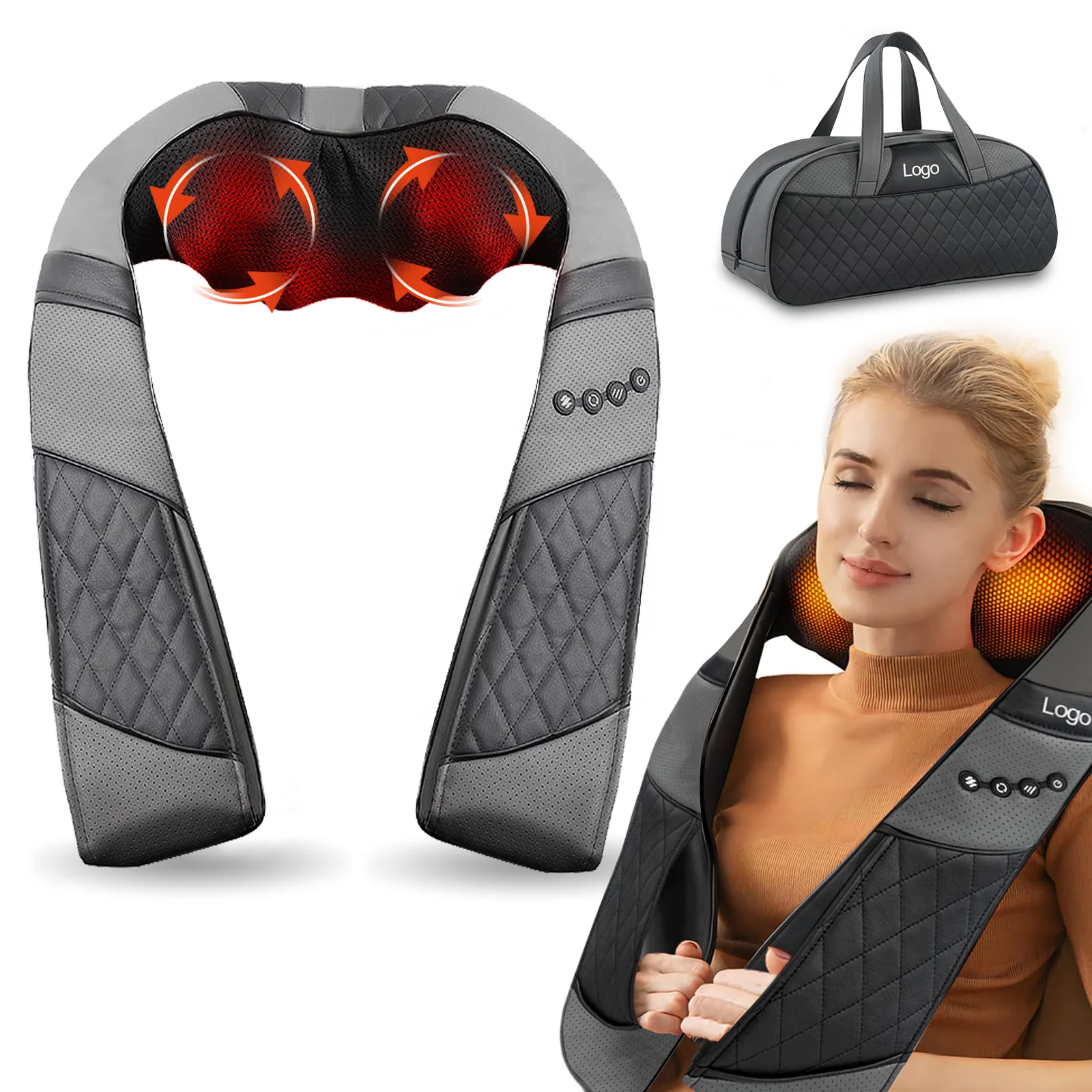 

2025 Hot Selling Electric Back Pain Relief Whole Body Kneading Shiatsu Neck Shoulder Massager with Infrared Heat