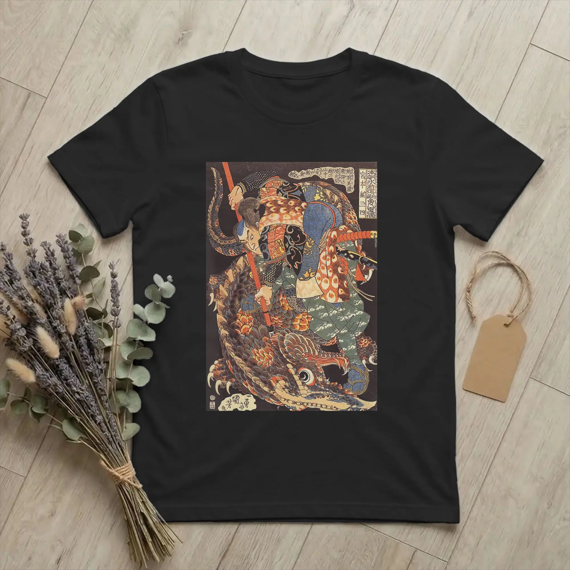 Men T-Shirt Japan Bushido Miyamoto Musashi Samurai Funny Cotton Tees Short Sleeve Woodblock Art T Shirt O Neck Clothes Gift Idea