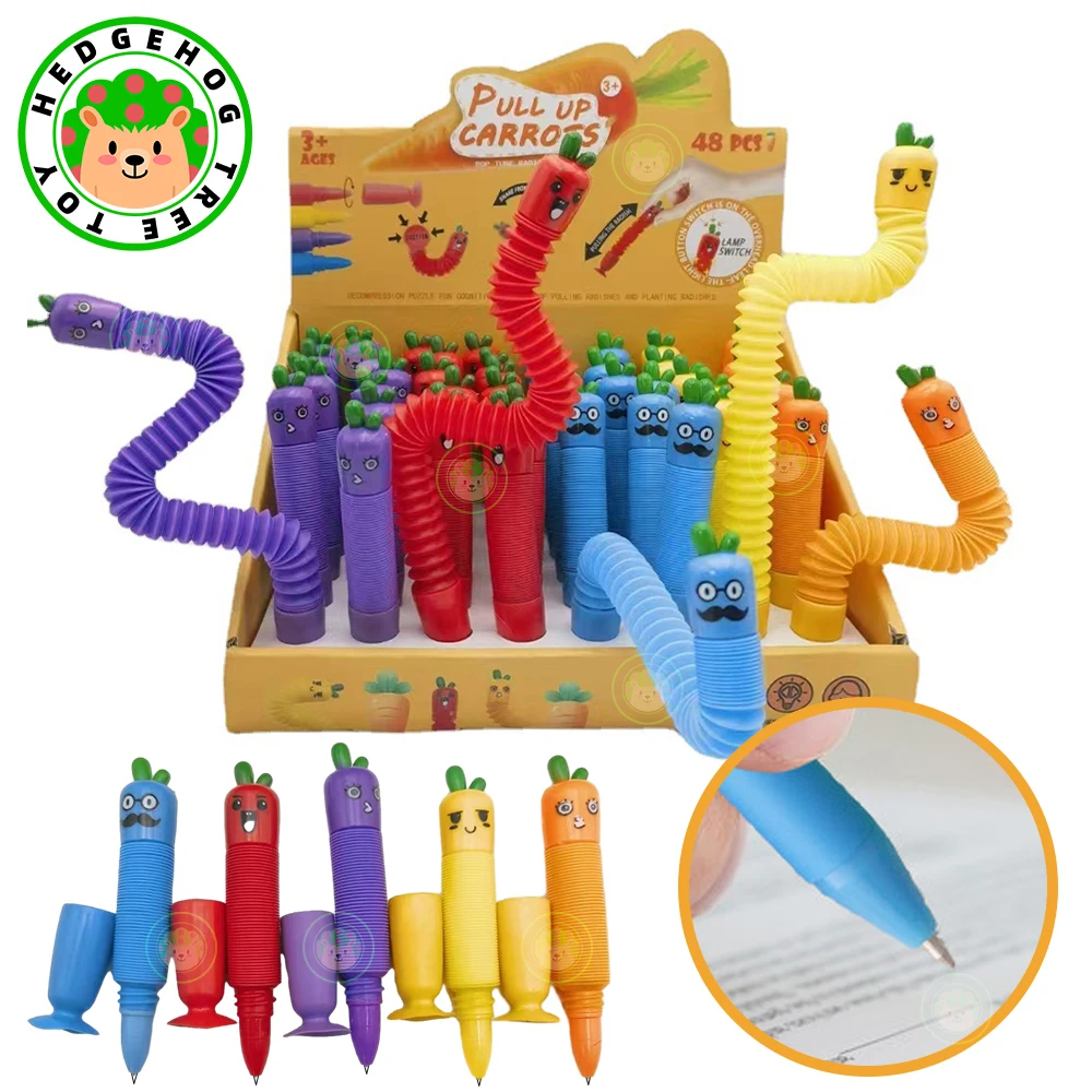 Suction Cups Pop Tube Carrot Pen Radish Sensory Push It Bubble Decompression Pipe Anti-stress Fidget Autism Anxiety Bellows Toy