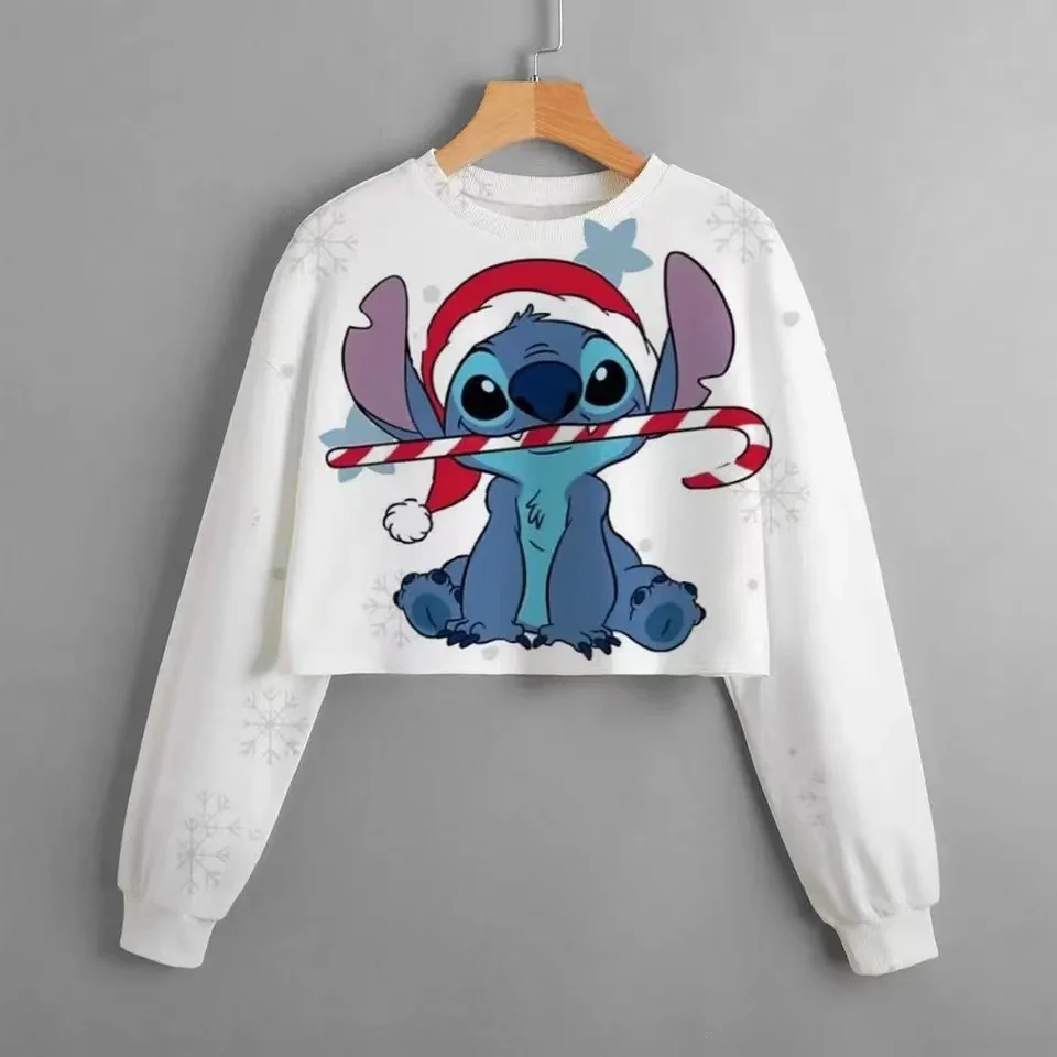 Kids Christmas New Kids Clothes Cartoon Disney Stitch Print Cute Birthday Party Costumes Girls Street Sports Hoodie Girls Tops