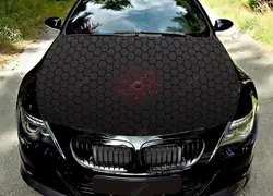 Geometric Black Honeycomb Car Hood Vinyl Stickers Wrap Vinyl Film Engine Cover Decals Sticker Universal Car Hood Protective Film