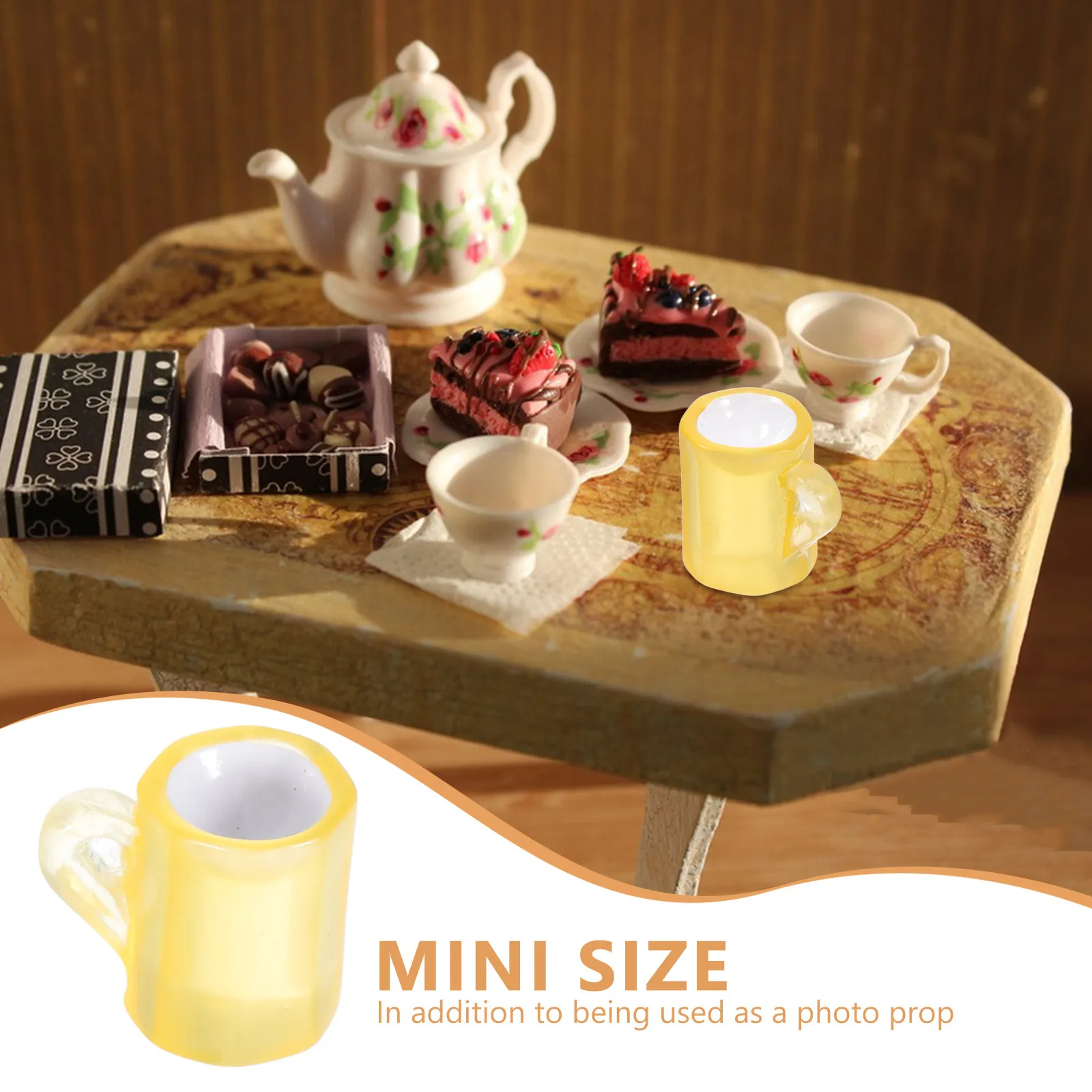20Pcs Miniature Dollhouse Beer Cups Transparent Resin Small Size Kitchen Simulation Tiny Accessories Creative Photo Props