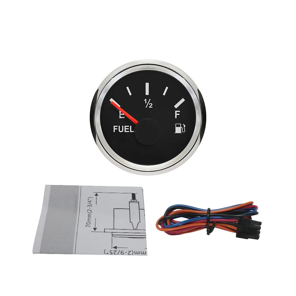 ELING 52mm (2'') Fuel Level Gauge 0-5V Signal 12V 24V for Marine Boat Auto Motorcycle with Red Backlight Universal - view 2