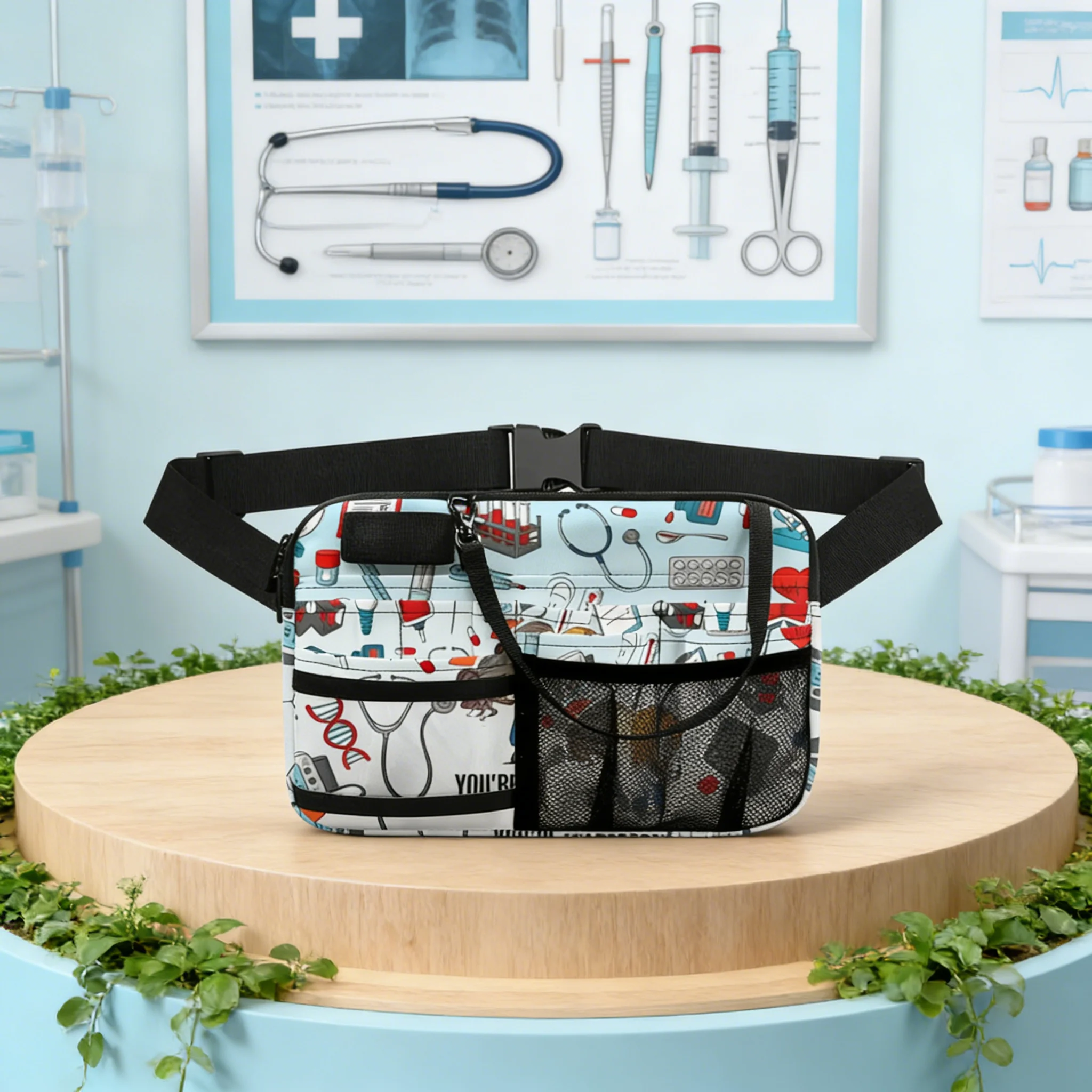 

Поясная сумка для медсестер с милым мультяшным котом, медицинская сумка-органайзер для медперсонала, многофункциональный подсумок с несколькими карманами